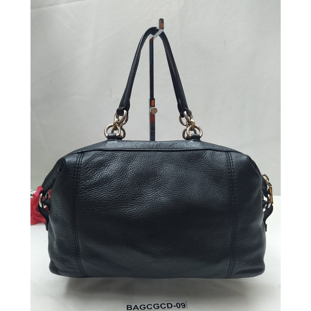 Coach Black Pebbled Leather Double Handles Zipper Closure Satchel Bag - Picture 2 of 14